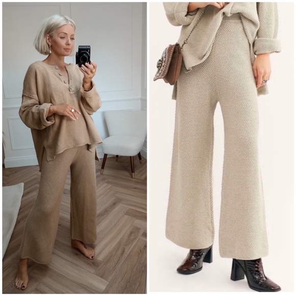 Free People Pants - Free People FP Beach Hailee Sweater knit wide leg pant size Small